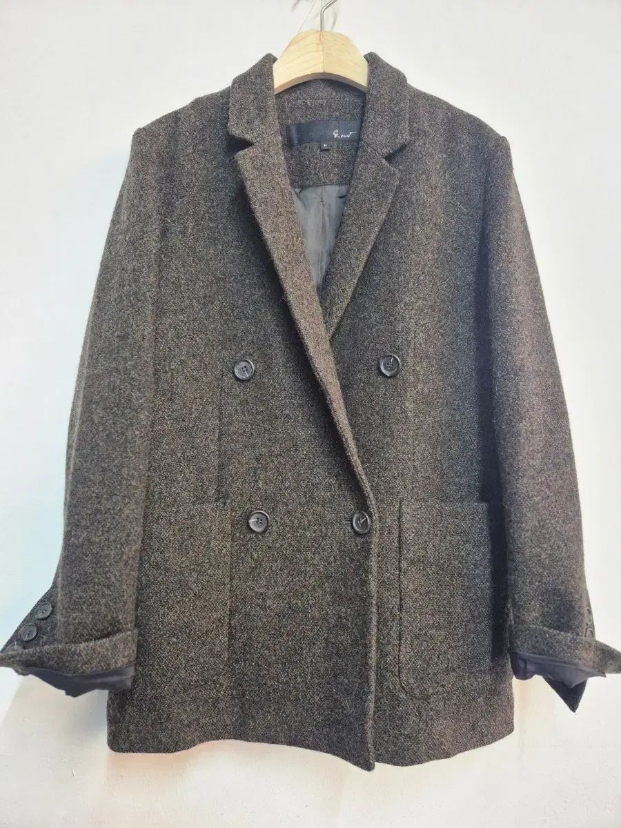 g_cut ヘリンボーン ダブル ブラウン ウール ジャケット
