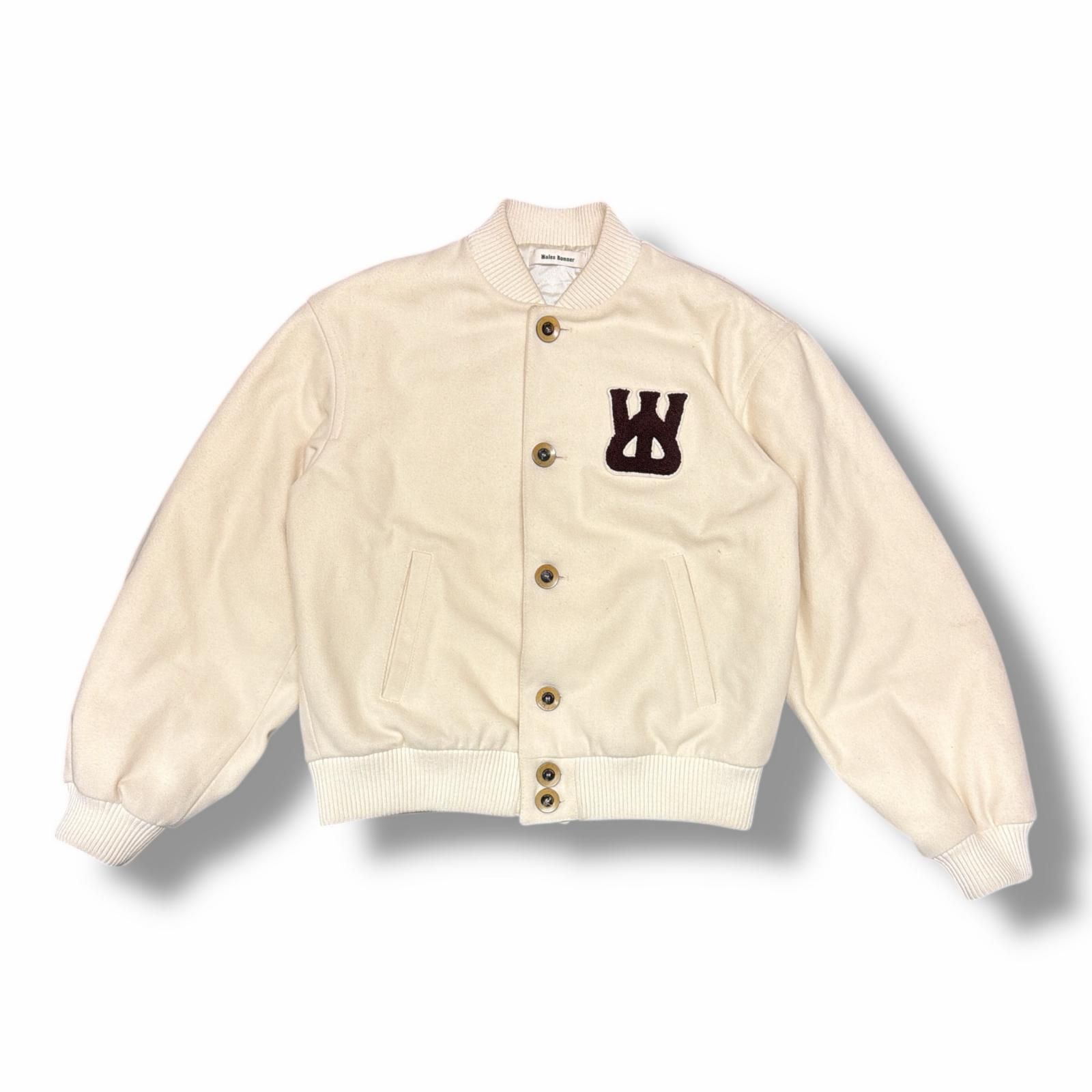Wales Bonner 23 AW Sorbonne 56 Varsity Jacket バーシティジャケット スタジャン リブブルゾン ウェールズ ボナー アイボリー系 42 6198 M