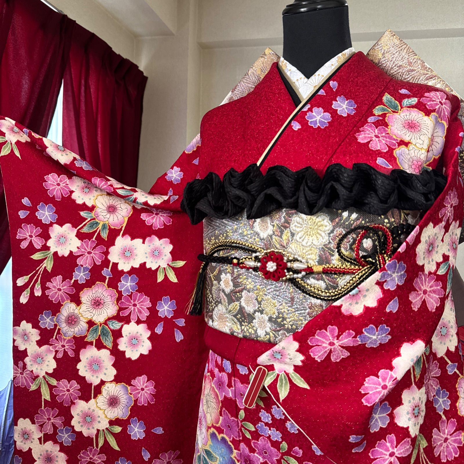 豪華振袖フルセット(7点)・袋帯・長襦袢・半衿・重ね衿・帯揚げ
