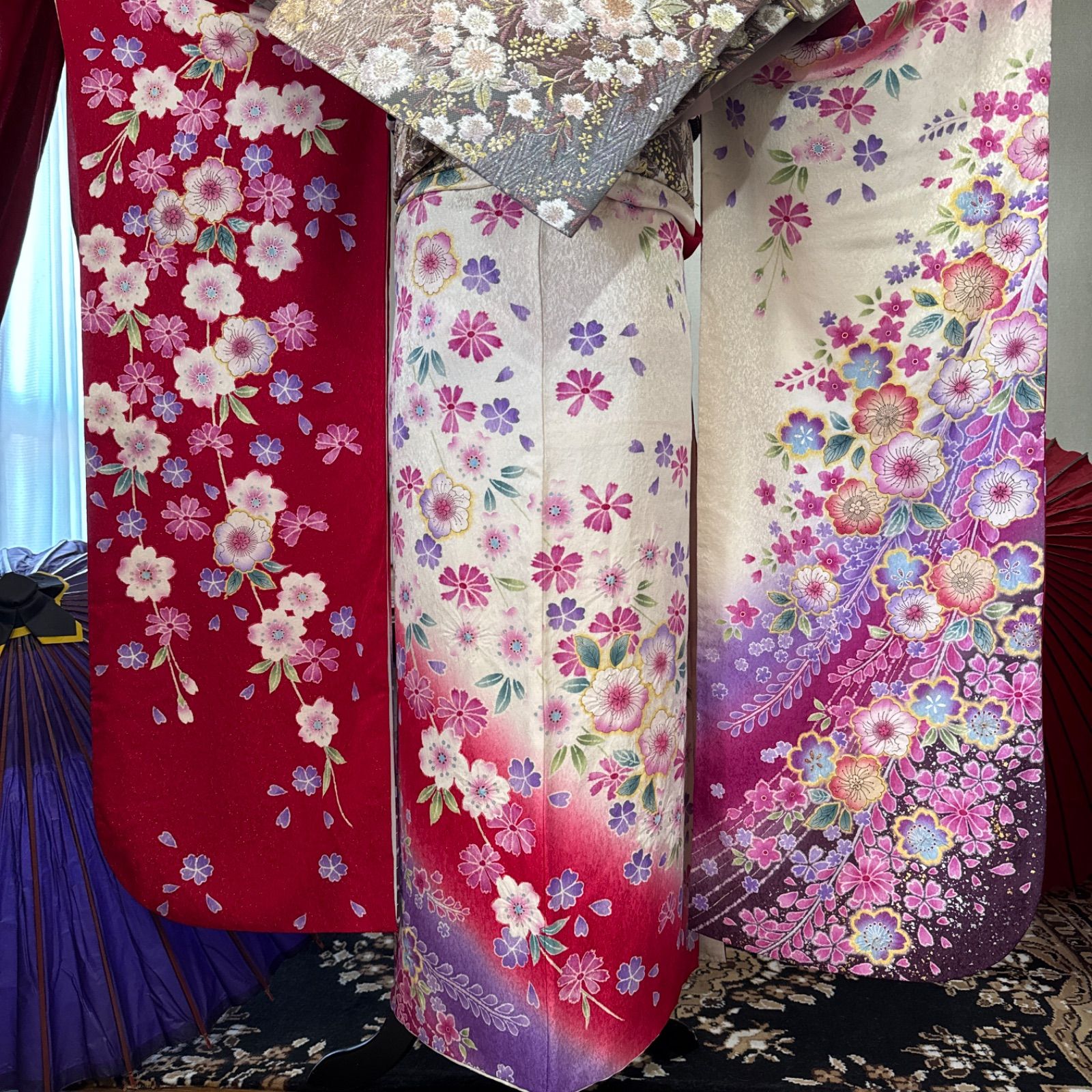 豪華振袖フルセット(7点)・袋帯・長襦袢・半衿・重ね衿・帯揚げ