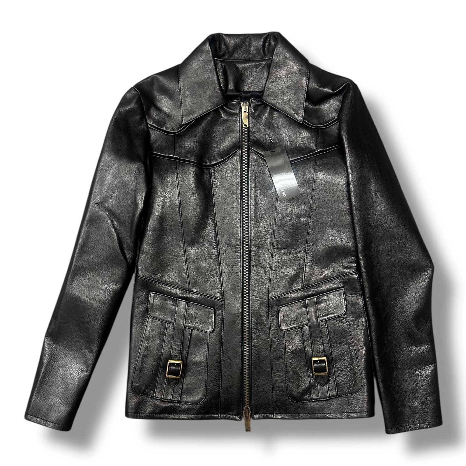 参考上代297000円 未使用 cuervo bopoha SMOKE BUFFALO LEATHER JACKET スモークバッファローレザージャケット 革ジャン クエルボ ヴァローナ ブラック 42 （97095A5） 参考上代297000円 未使用 cuervo bopoha SMOKE BUFFALO LEATHER JACKET