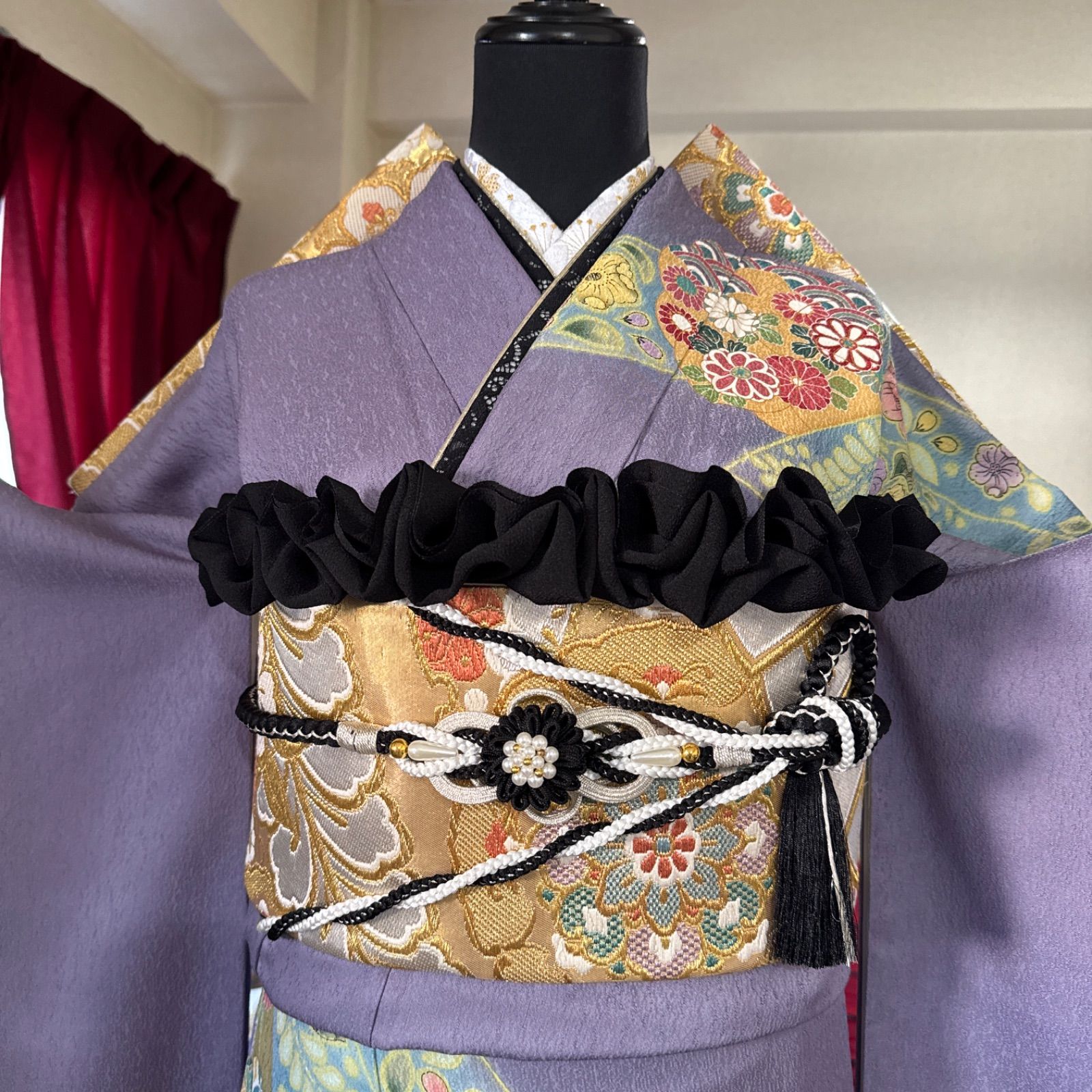 豪華振袖フルセット(7点)・袋帯・長襦袢・半衿・重ね衿・帯揚げ