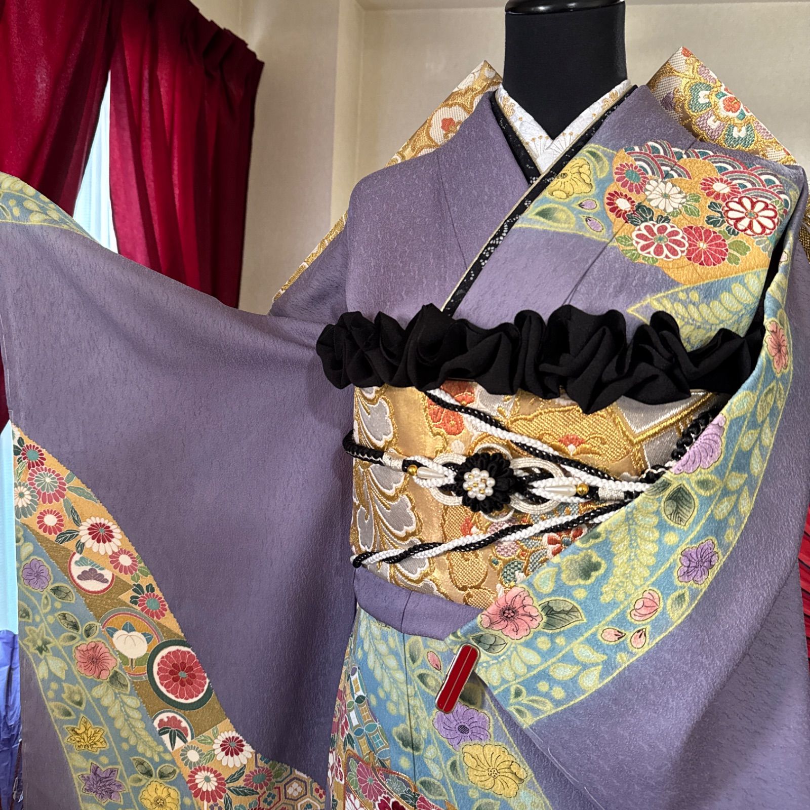 豪華振袖フルセット(7点)・袋帯・長襦袢・半衿・重ね衿・帯揚げ