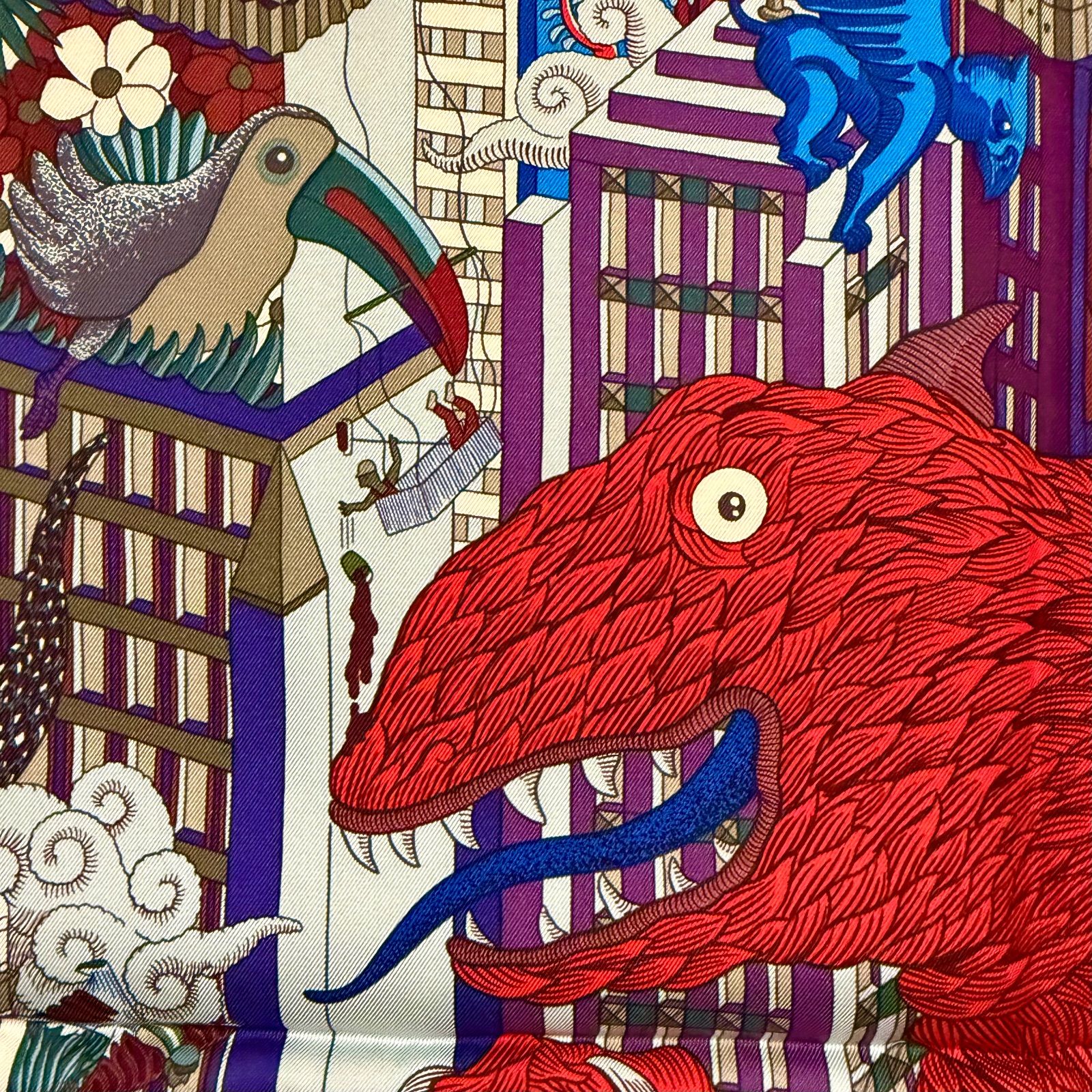 希少 新品未使用 マルチカラー エルメス シルクスカーフ カレ90 アニマ