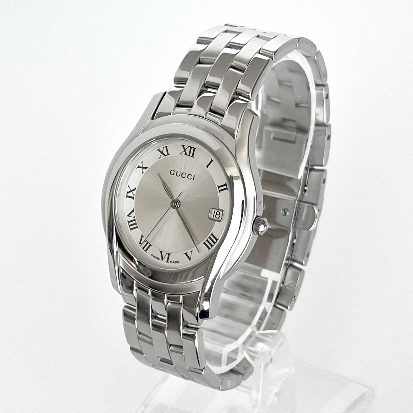 グッチ GUCCI 5500M メンズ 腕時計 磨き済み 電池新品 s2020 グッチ 5500M メンズ 腕時計 磨き済み 美品】GUCCI 電池新品 シルバー