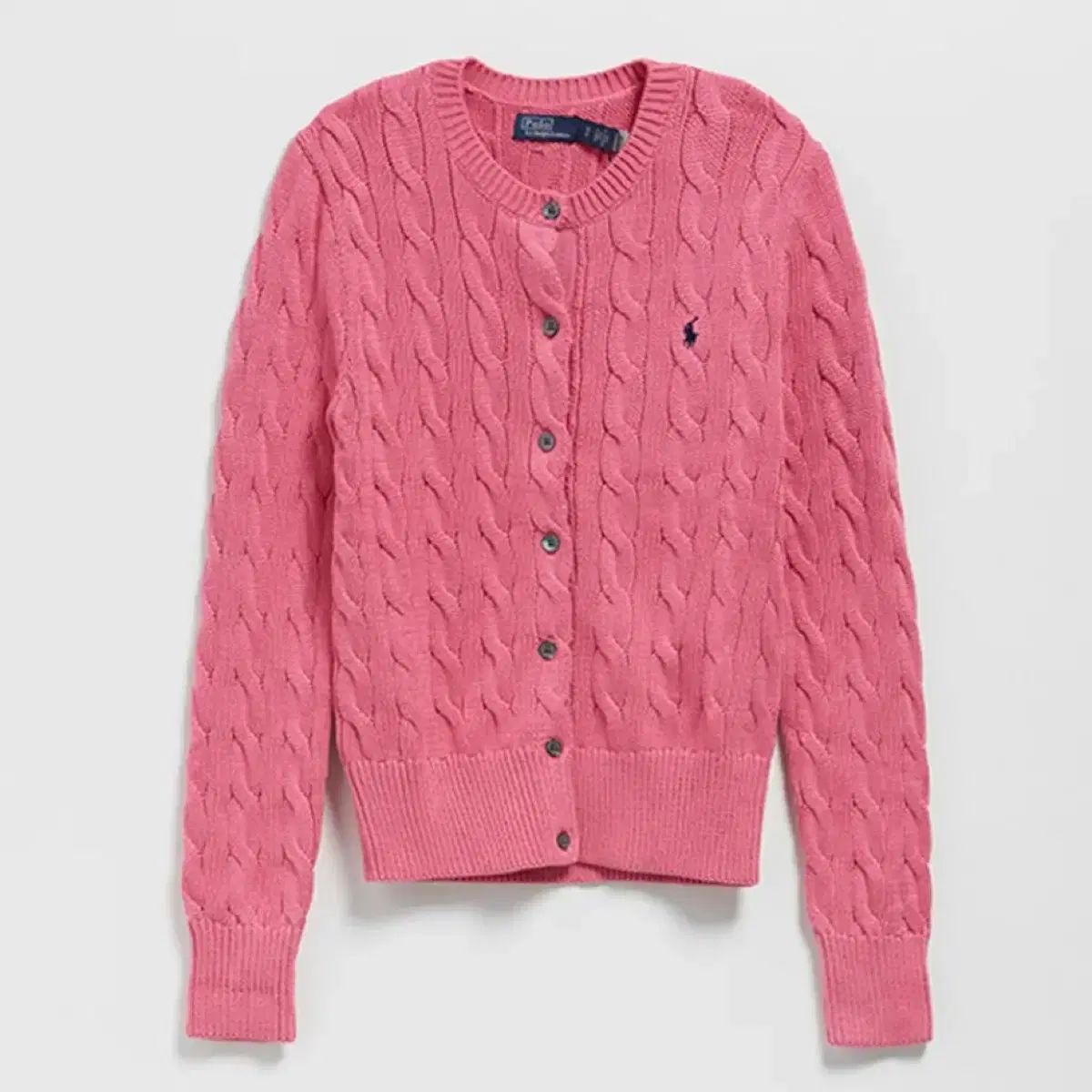 レディース S ポロ ケーブル コットン カーディガン