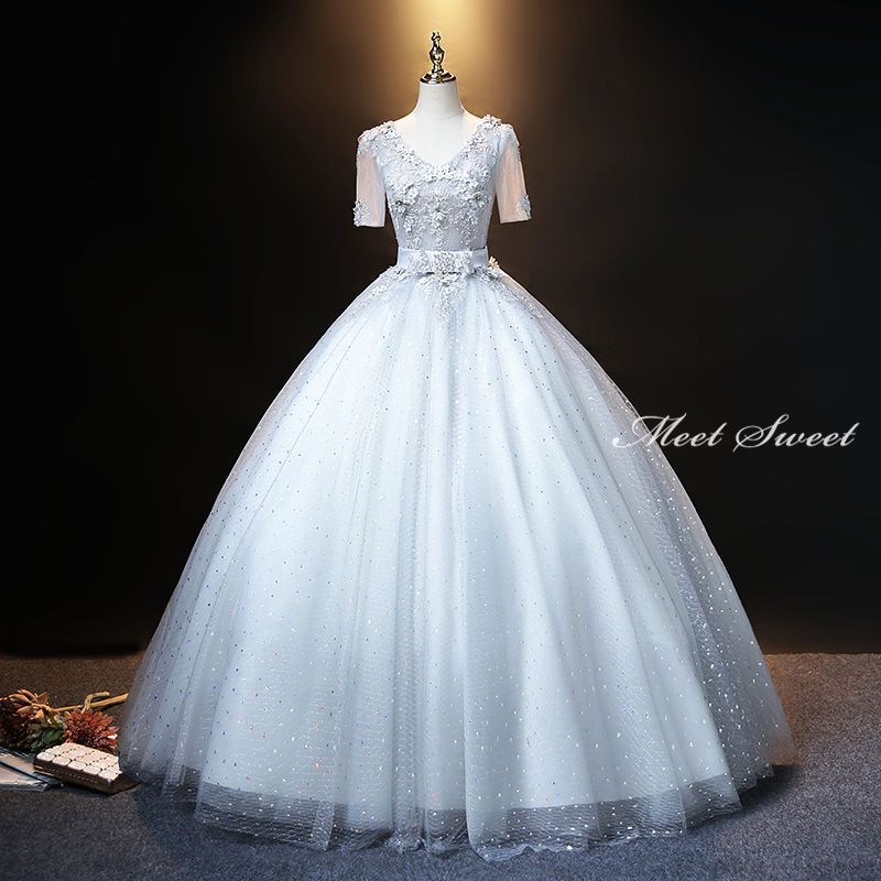 ウェディングドレス ウエディングドレス カラードレス 演奏会 ロングドレス コンサート 発表会ドレス 舞台カラードレス 二次会ドレス パーティードレス 披露宴 結婚式 ステージ衣装 グレー シルバー 半袖 音楽会 イブニングドレス 花嫁 カクテルドレス