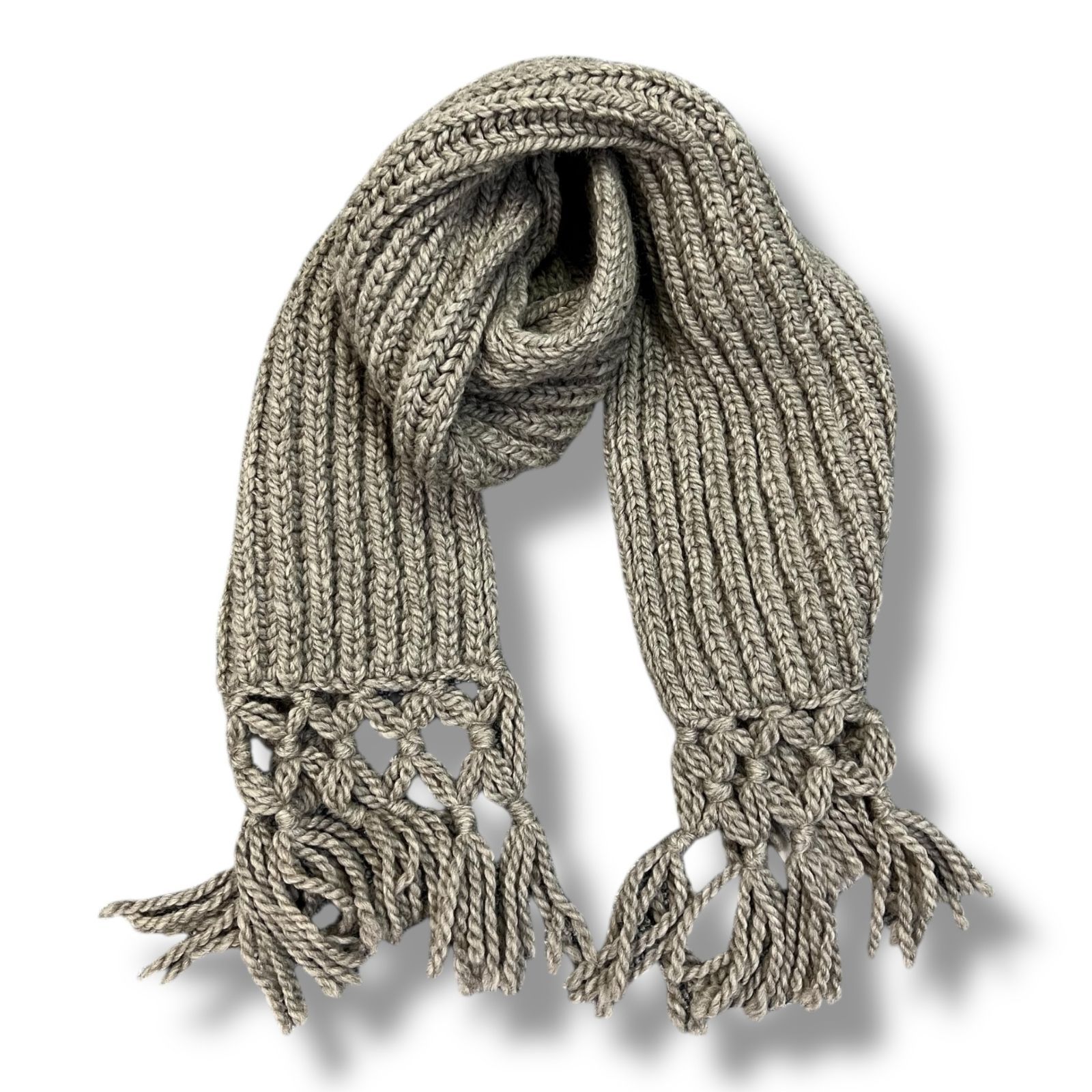 参考上代52,800円 未使用品 SEEALL HAND KNITTED STOLE ハンドニット 