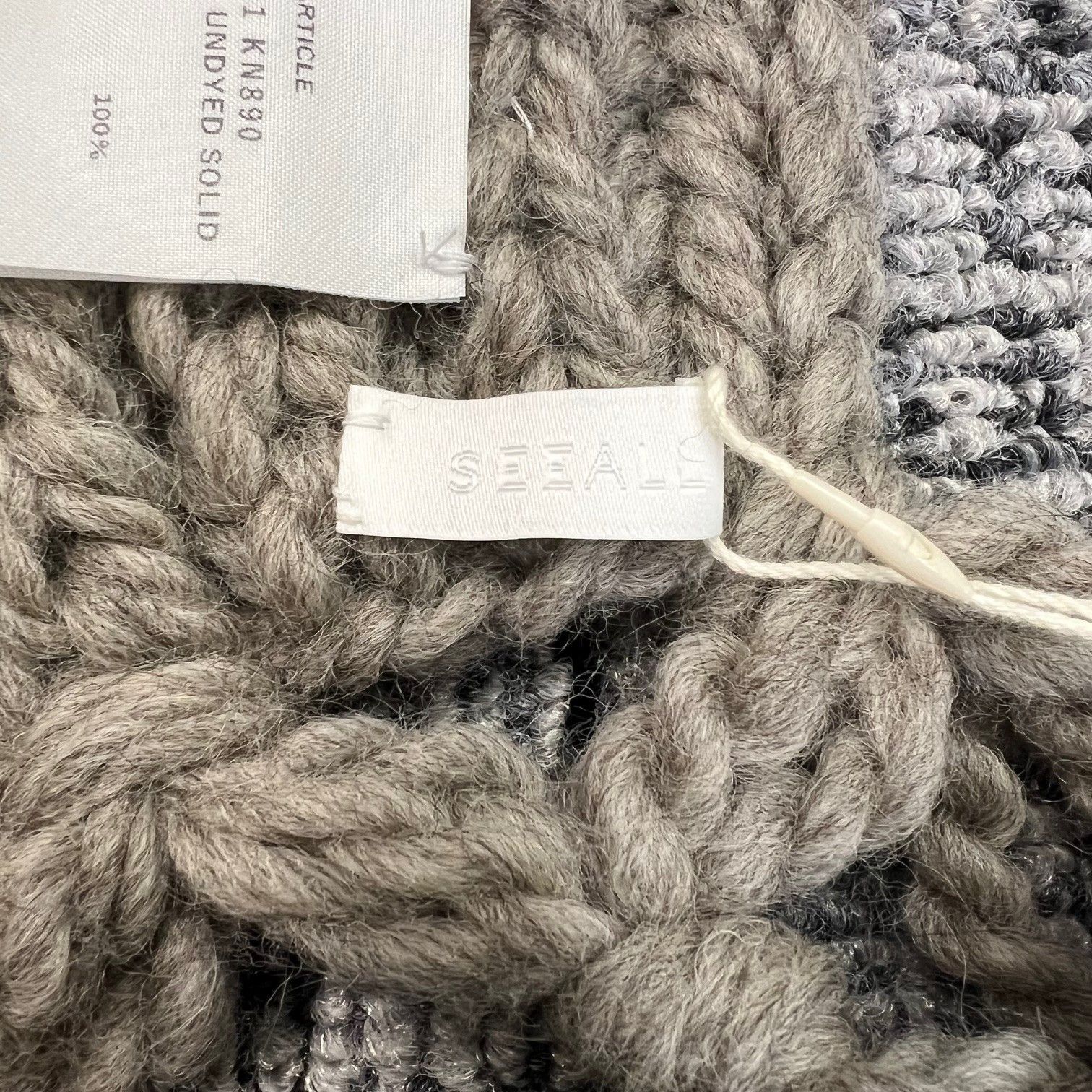 参考上代52,800円 未使用品 SEEALL HAND KNITTED STOLE ハンドニット 