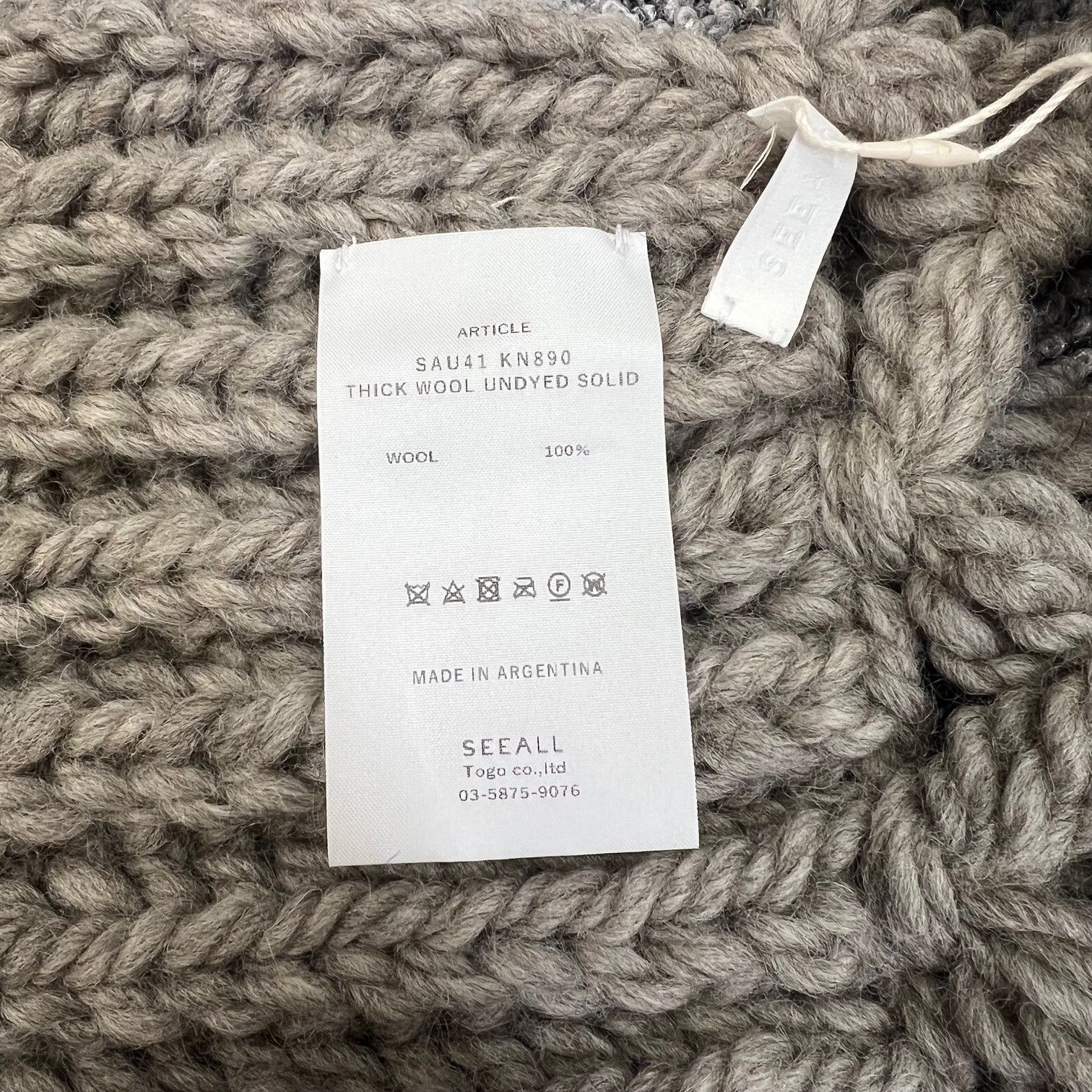参考上代52,800円 未使用品 SEEALL HAND KNITTED STOLE ハンドニット 