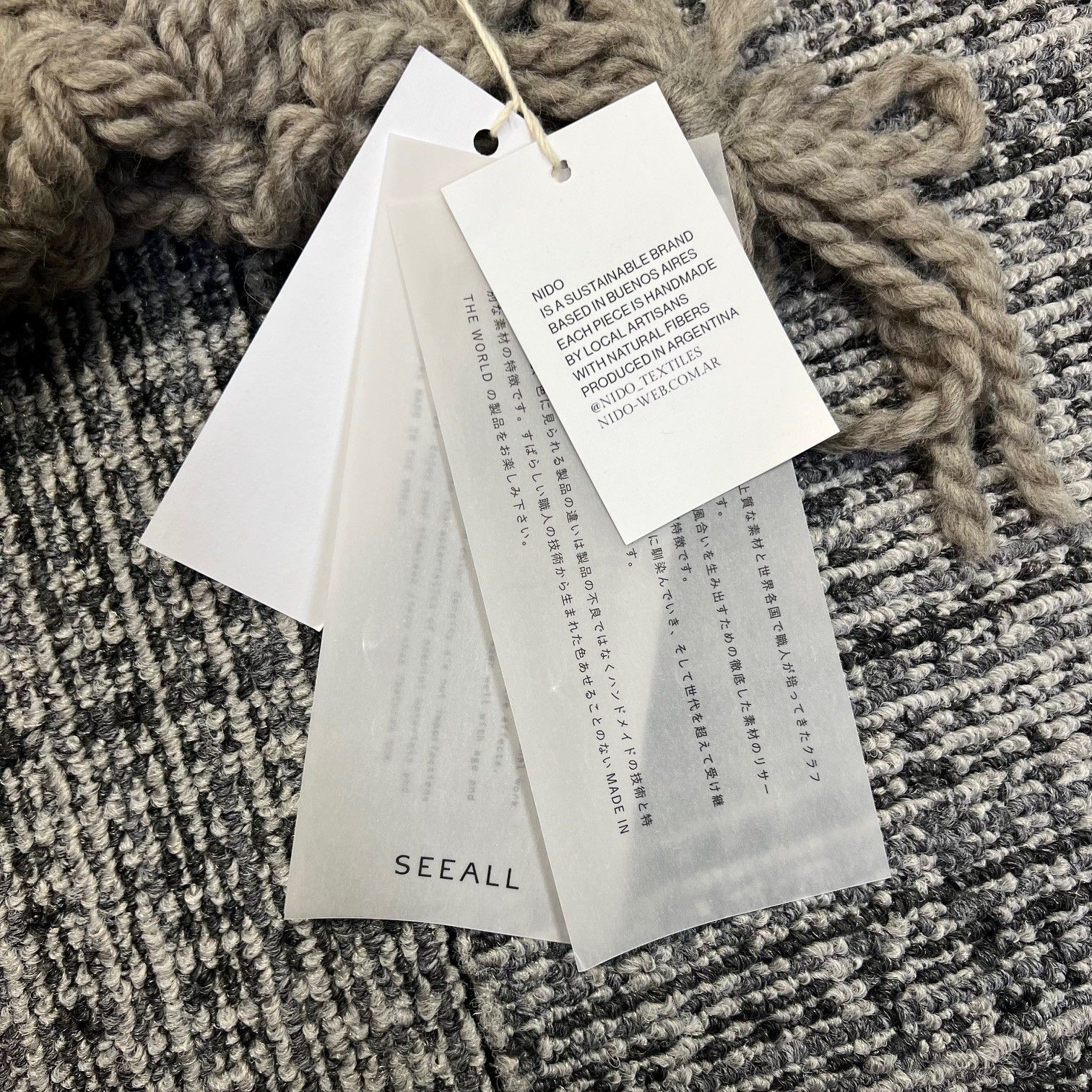 参考上代52,800円 未使用品 SEEALL HAND KNITTED STOLE ハンドニット 