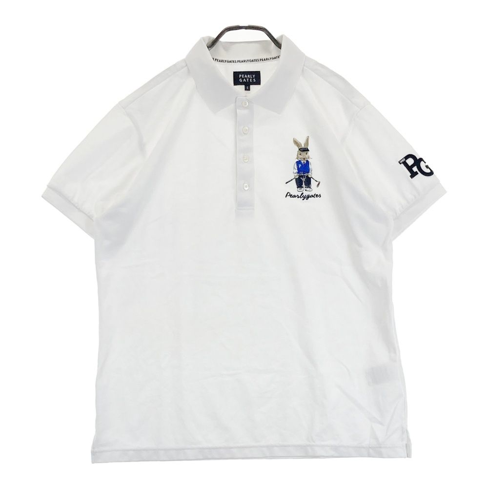 サイズ 6 PEARLY GATES パーリーゲイツ 2025年 半袖ポロシャツ トラッドラビット ホワイト系 ゴルフウェア メンズ ストスト