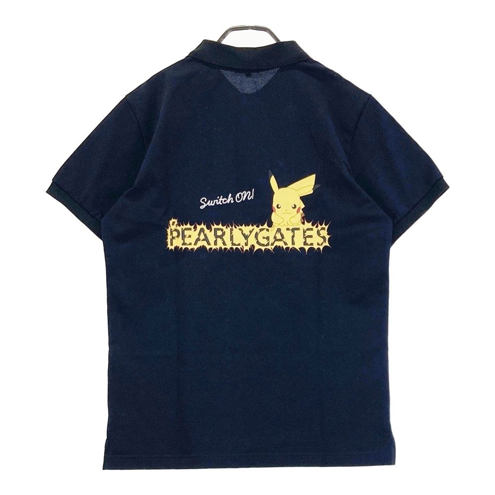 サイズ 5 PEARLY GATES パーリーゲイツ ポケットモンスター モデル 半袖ポロシャツ ピカチュウ ネイビー系 ゴルフウェア メンズ ストスト
