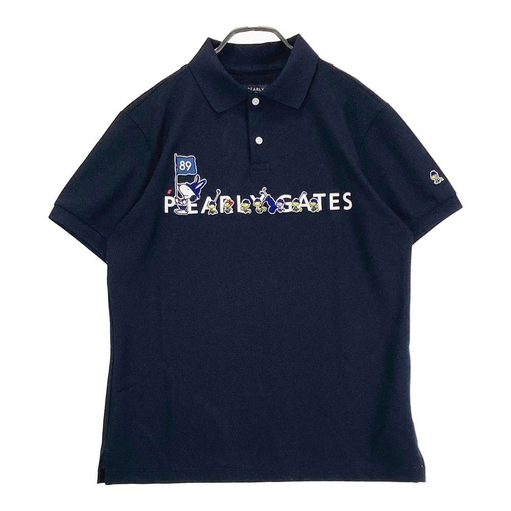 サイズ 5 PEARLY GATES パーリーゲイツ PEANUTS 2025年モデル 半袖ポロシャツ ネイビー系 ゴルフウェア メンズ ストスト