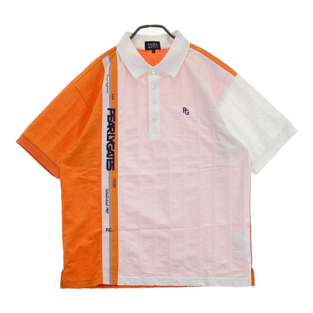 サイズ 5 PEARLY GATES パーリーゲイツ 2025年モデル 半袖ポロシャツ オレンジ系 ゴルフウェア メンズ ストスト