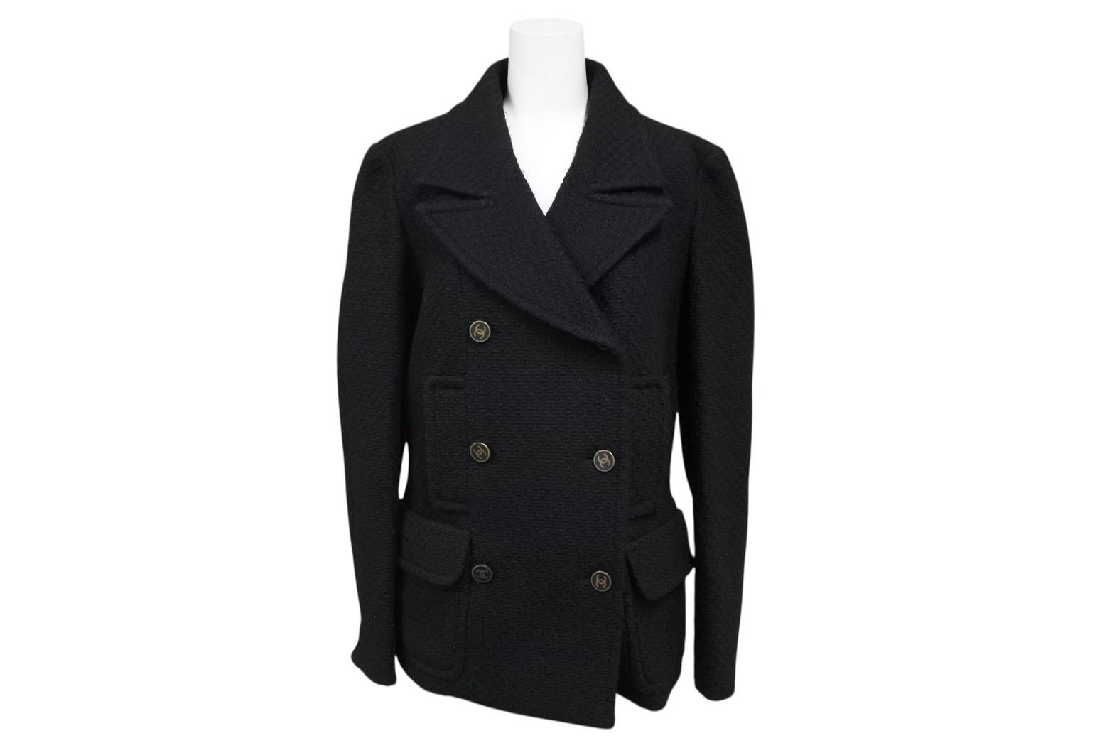 美品 CHANEL シャネル ピーコート ブラック Mサイズ 極美品 CHANEL シャネル ツイードピーコート ジャケット P18440V10526