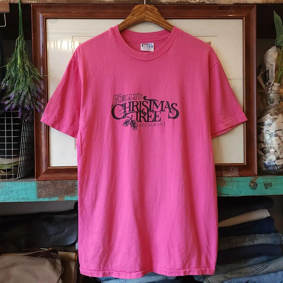 90s ケリー クリスマス ツリー シングルステッチ ヴィンテージ プリンティング Tシャツ L