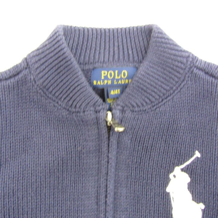 ポロラルフローレン ブルゾン ジャケット アウター ニット ビッグポニー キッズ 男の子用 4/4Tサイズ ネイビー POLO RALPH LAUREN 【中古】 ラルフローレン ダブルニットＢＢジャケット - ラルフローレン子供服専門 - ベビー・キッズ子供服【ポニールーム】