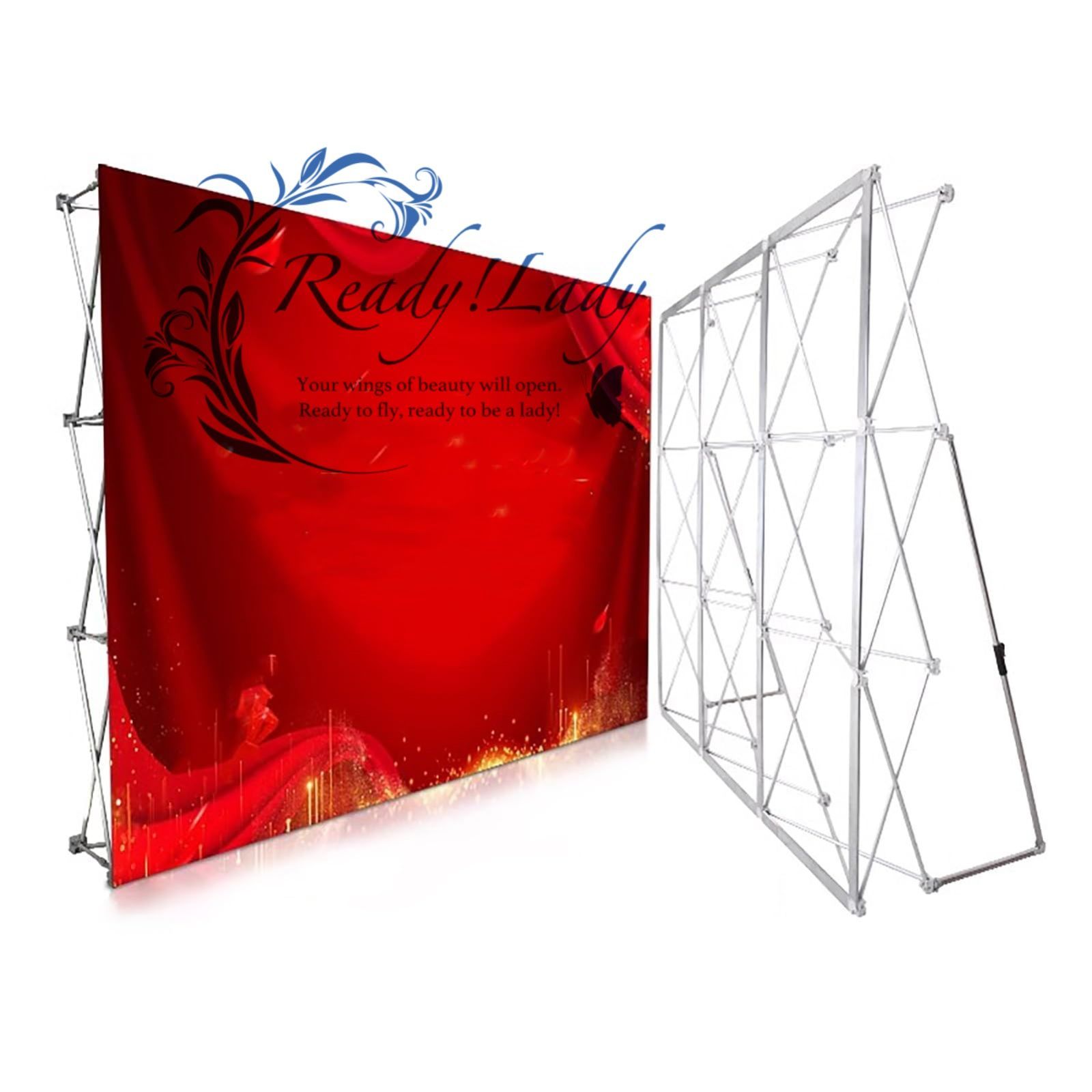 ポータブルポップアップディスプレイスタンド 展示会用の折りたたみ式テンションバックドロップブースフレーム 2 3 x 8 m