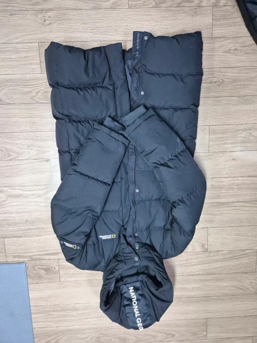 ナショナルジオグラフィック フード ダウンジャケット ロング丈 ブラック150