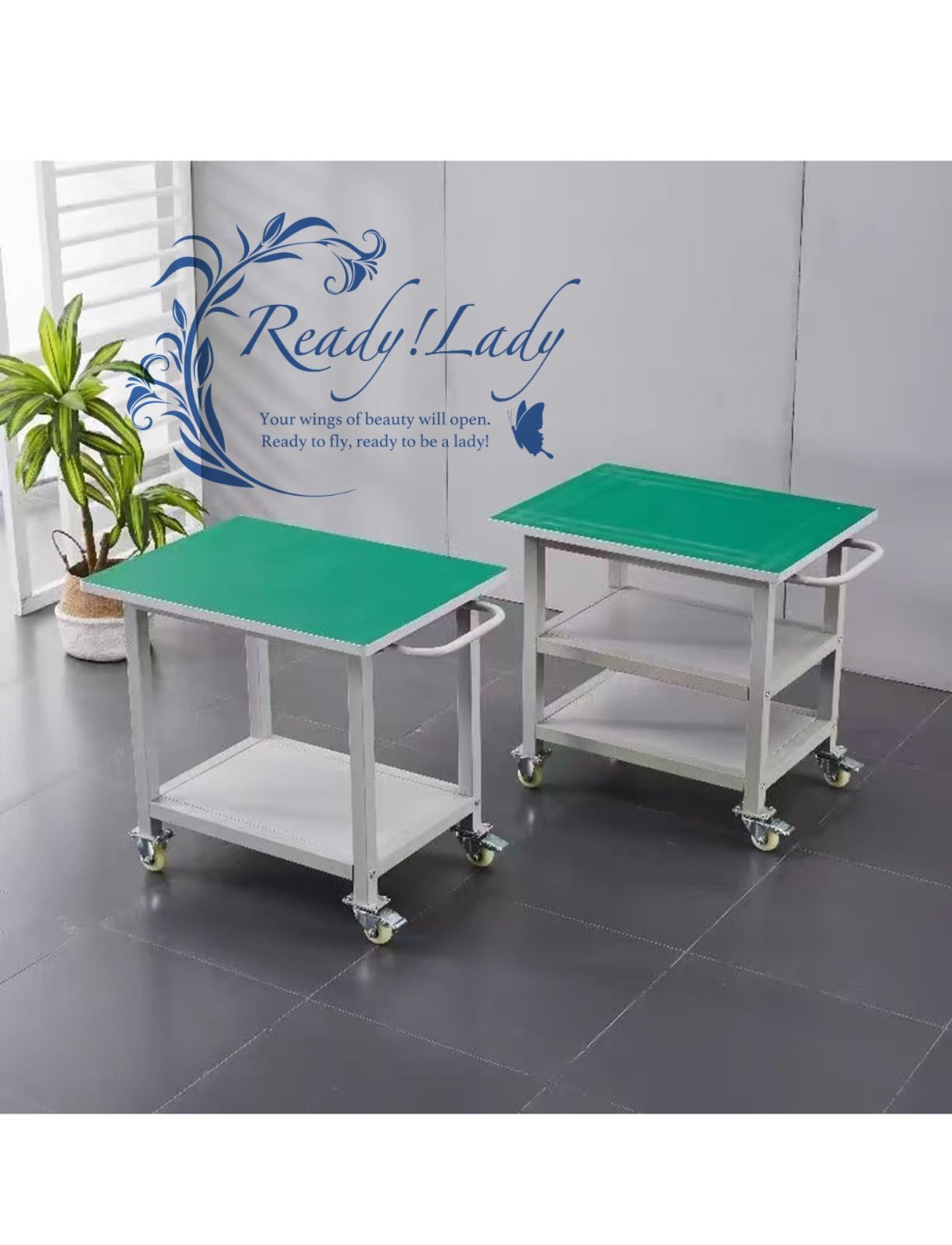 頑丈な車輪付き移動式作業台 ガレージ レストランに最適な 下部棚とロック付きキャスターを備えた移動式作業台 Type 1 60 x cm