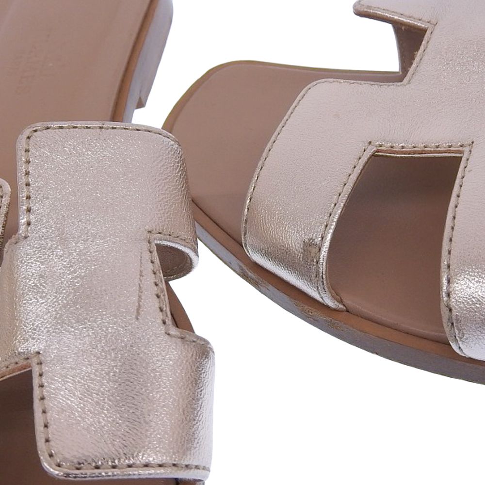HERMES オラン　ゴールド　37.5 ミュール　サンダル サンダル オラン ゴールド 茶 37.5[H021056Z] Sandals Oran Gold Brown