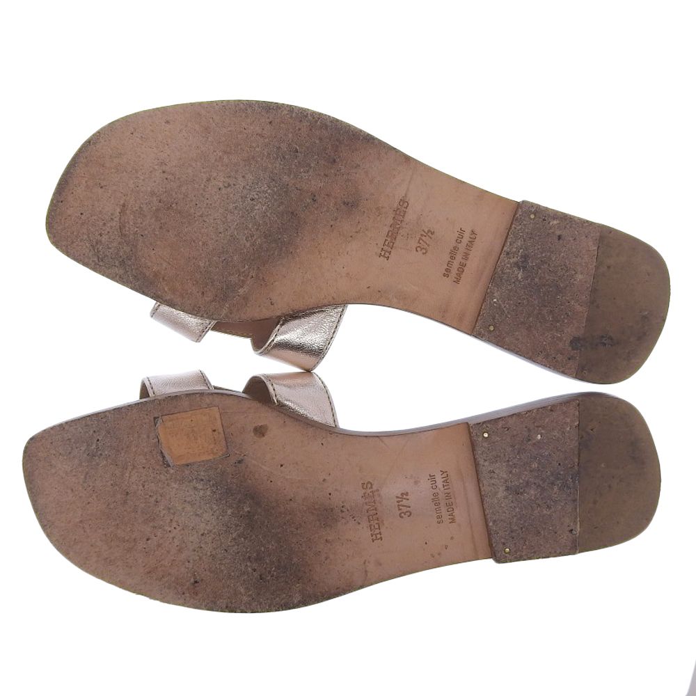 HERMES エルメス オラン レザー サンダル メタリック ピンクゴールド