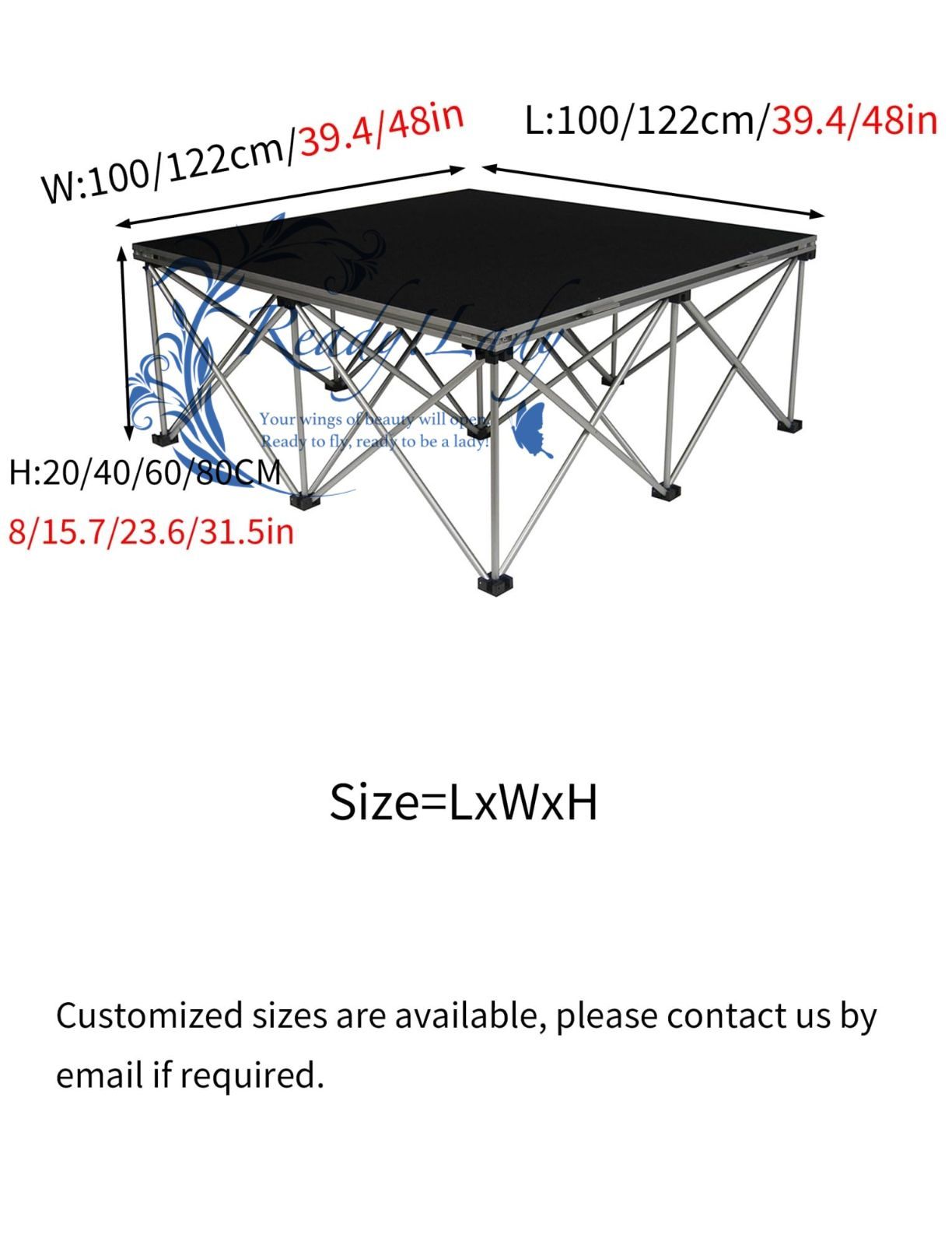 ポータブルドラムステージプラットフォーム39 4 48インチ 折りたたみ式イベントステージパフォーマンスデッキ 屋外屋内用 100 x 80 cm