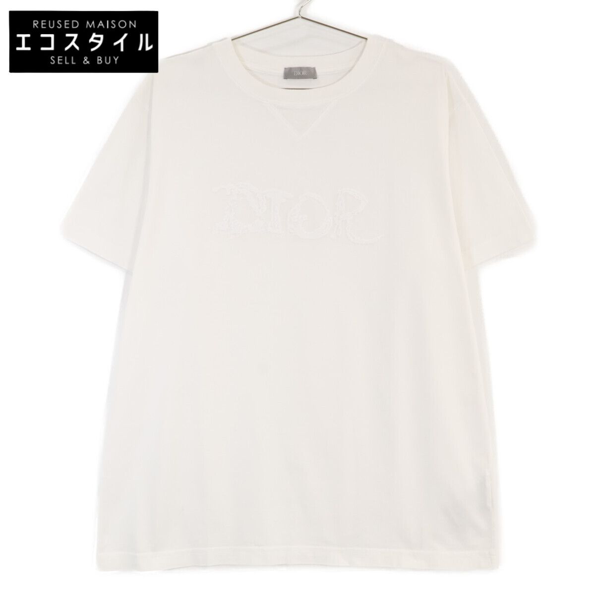 【美品】Dior ホワイト テキスト プリントTシャツ 半袖　Mサイズ DIOR ディオール ﾎﾜｲﾄ ﾌﾛﾝﾄﾛｺﾞ 半袖Tｼｬﾂ M - メルカリ