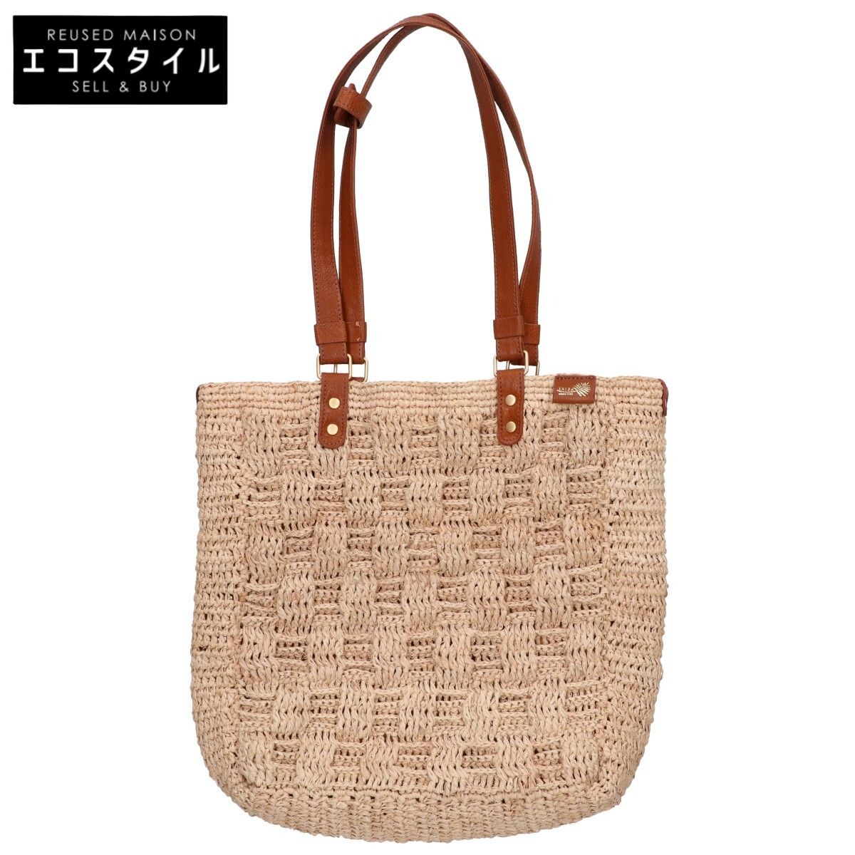 IBIZA イビザ ラフィアｘレザー セミ