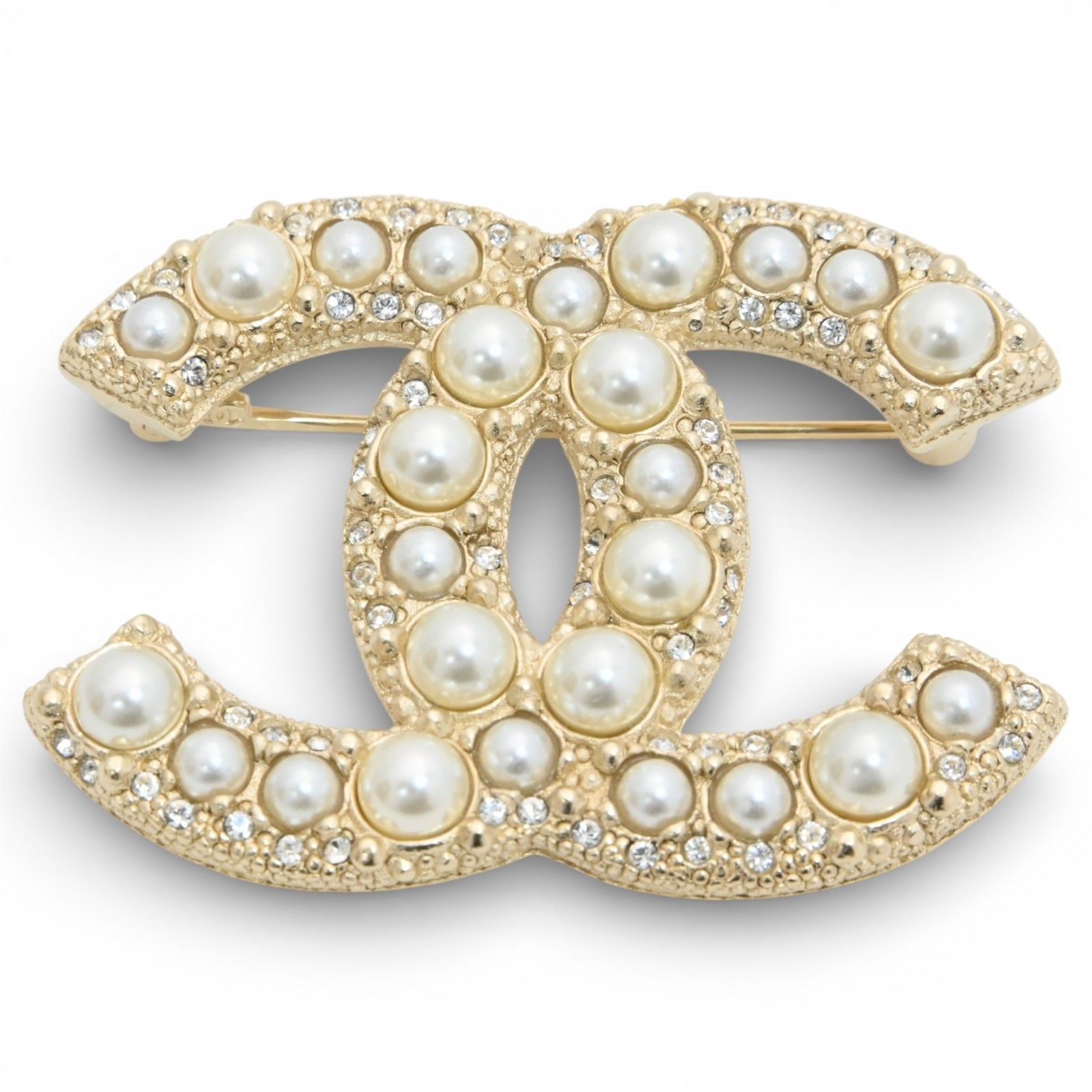 シャネル ココマーク ブローチ コスチュームパール ラインストーン Aランク ch 6962 cd