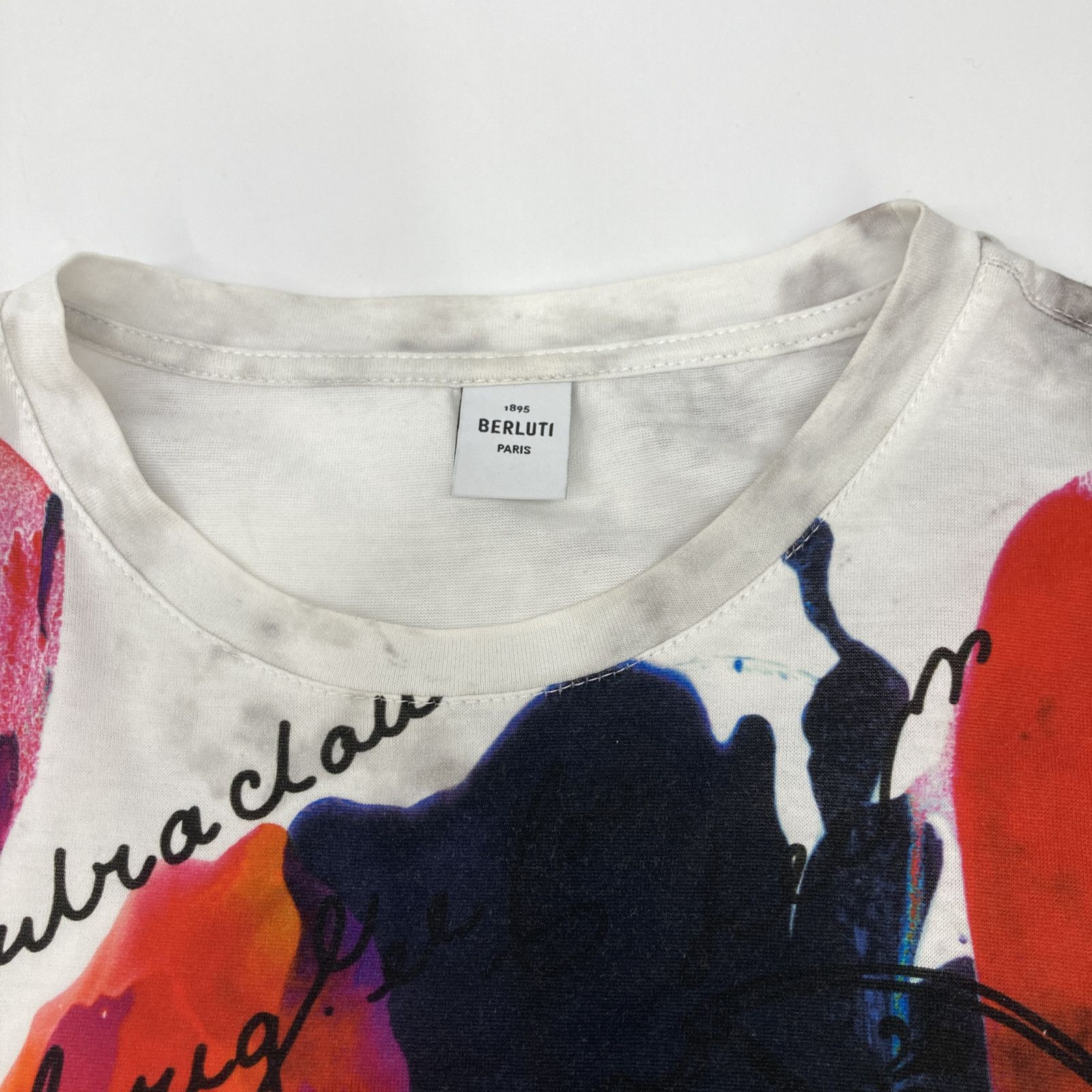 berluti ベルルッティ ﾎﾜｲﾄ×ﾚｯﾄﾞ R17JRS46JAEC ｶﾘｸﾞﾗﾌｨ ﾌﾟﾘﾝﾄｶｯﾄｿｰ XS