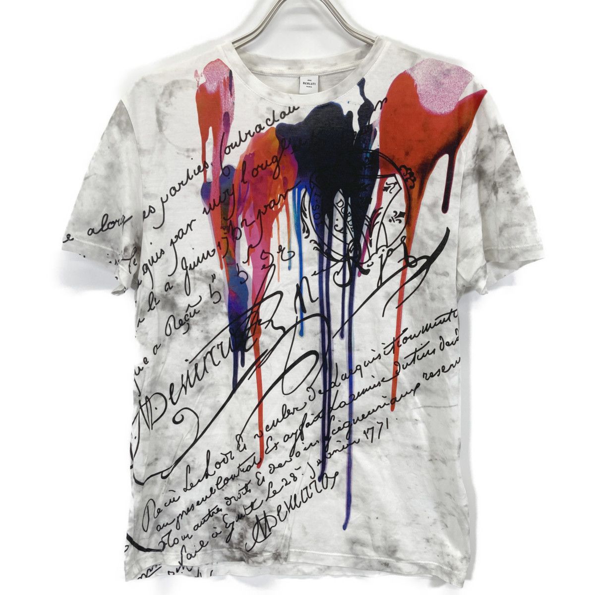 berluti ベルルッティ ﾎﾜｲﾄ×ﾚｯﾄﾞ R17JRS46JAEC ｶﾘｸﾞﾗﾌｨ ﾌﾟﾘﾝﾄｶｯﾄｿｰ XS