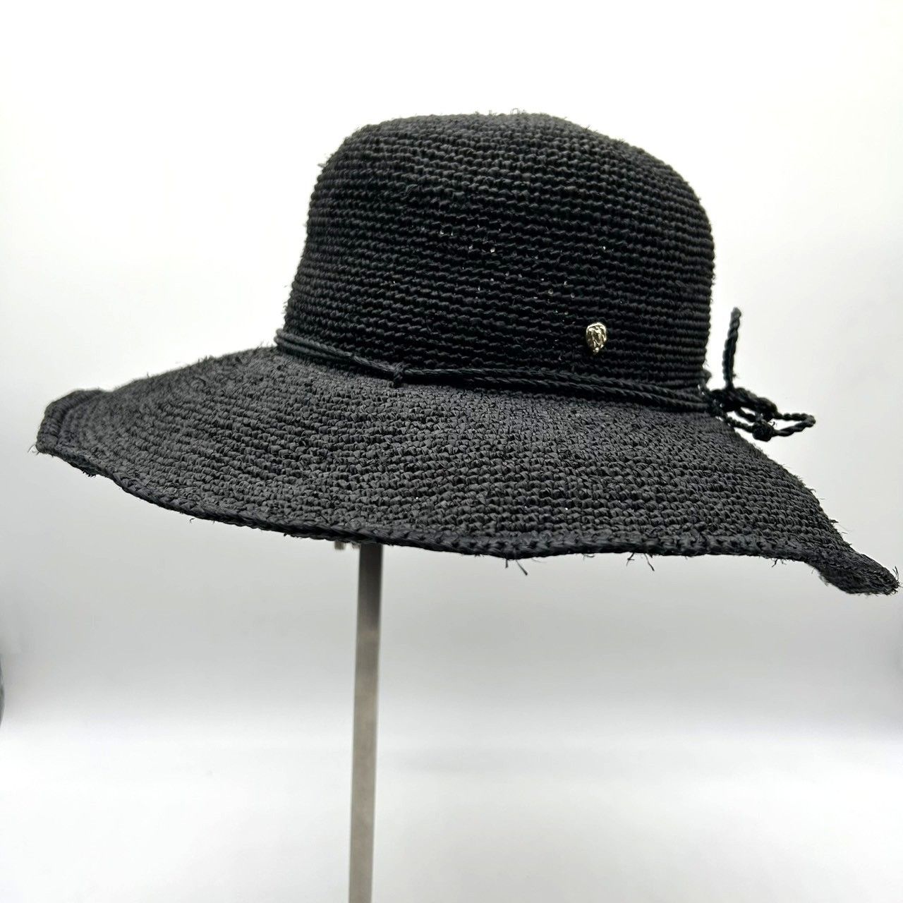 HELEN ヘレンカミンスキー ラフィア ハット ブラック 編み込み つば広 帽子