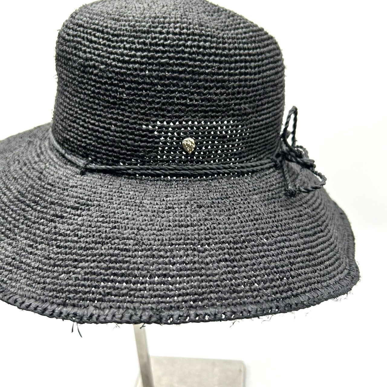 HELEN ヘレンカミンスキー ラフィア ハット ブラック 編み込み つば広 帽子