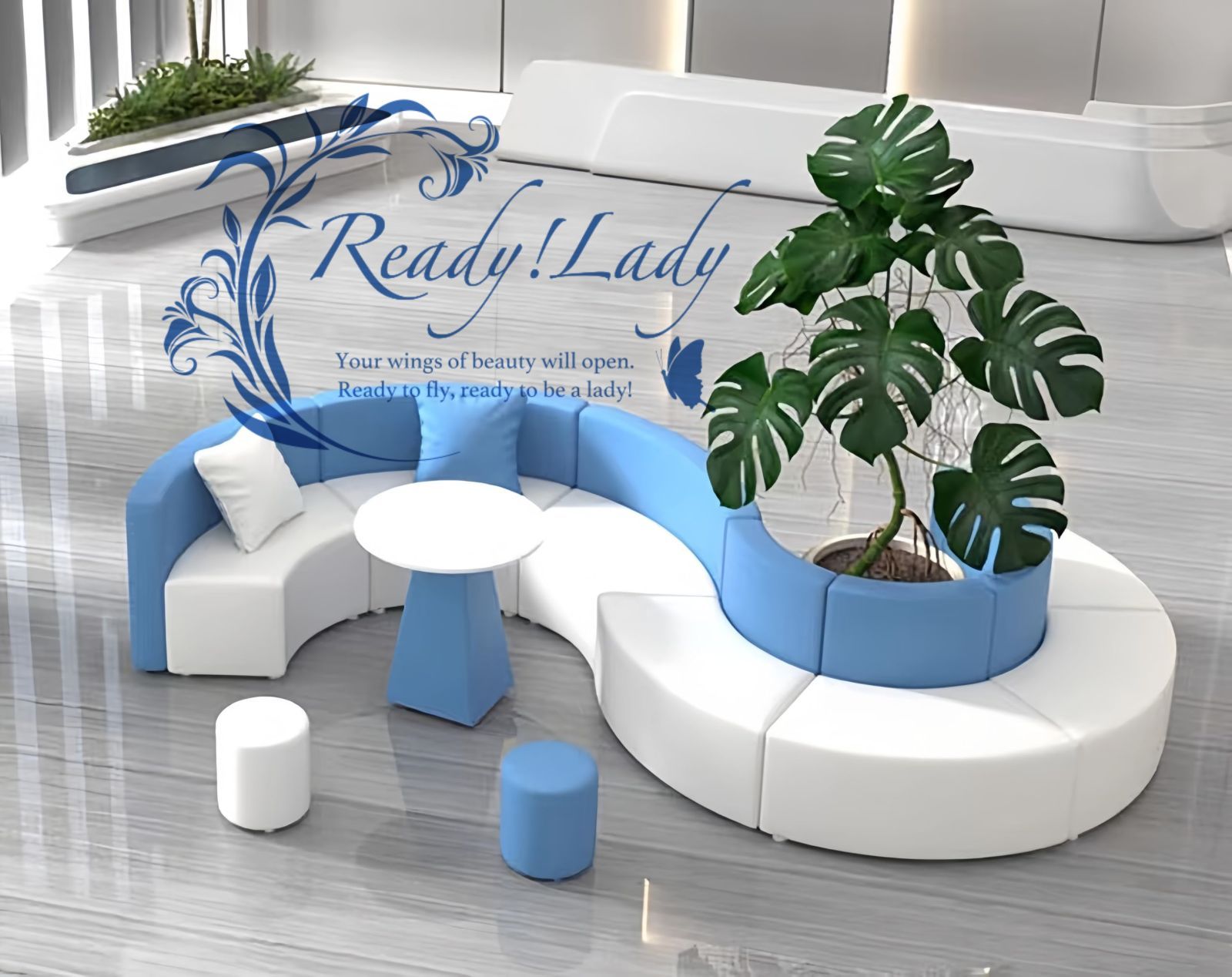 応接ソファーセット 肘なし 待合ソファーセット リビングソファ パブリックソファー ロビーソファ 北欧 モダン セット6 ライトブルー