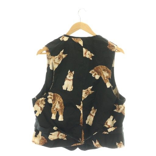 カールヘルム Karl Helmut 犬柄ベスト ジレ 総柄 刺繍 コットン L