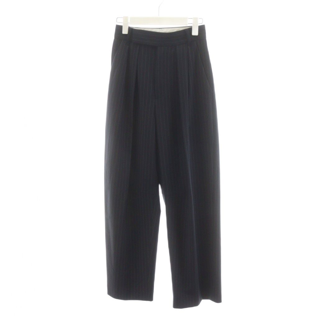 カデュネ CADUNE パンツ スラックス ワイドパンツ ストライプ柄 34 紺 ネイビー AN 46