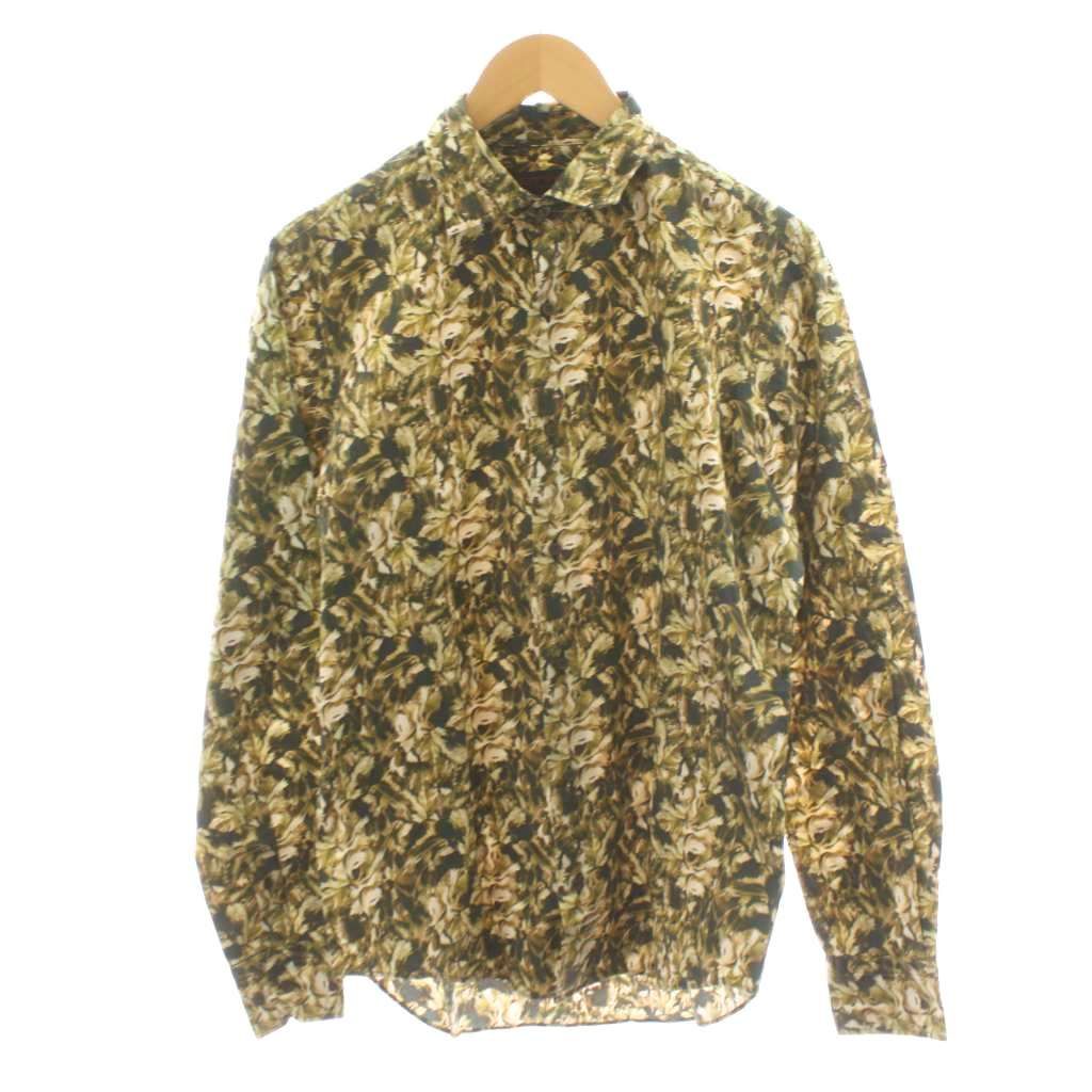 エトロ ETRO シャツ 総柄 長袖 コットン M カーキ 082 16170 0941 AN 27