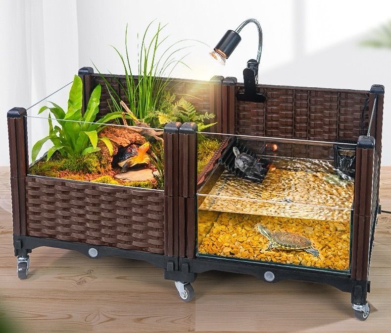 大好評 亀 水槽 水槽セット エコ造景亀飼育ケース 自在キャスター付き 亀飼育用 大型プラスチック 大型カメケース カメ 亀の ケージ 下部排水 ペットケージ 爬虫類 両生