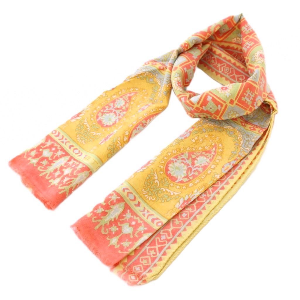 エトロ ETRO ストール フリンジ ペイズリー柄 ウール シルク混 総柄