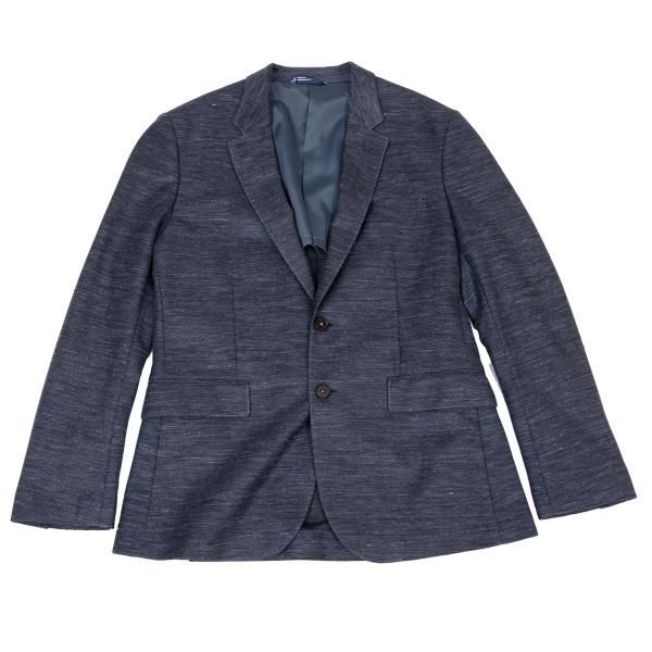 ランバンオンブルーLANVIN en Bleu リネンポリテーラードジャケット 青 