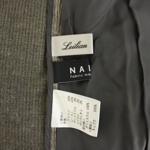 レリアン Leilian ナリヤ NALYA テーラードジャケット シングル ストライプ柄 ラメ 大きいサイズ 13 グレージュ XL 011 34 BJ YT モックネック その他 