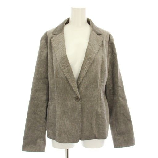 レリアン Leilian ナリヤ NALYA テーラードジャケット シングル ストライプ柄 ラメ 大きいサイズ 13 グレージュ XL 011 34 BJ YT