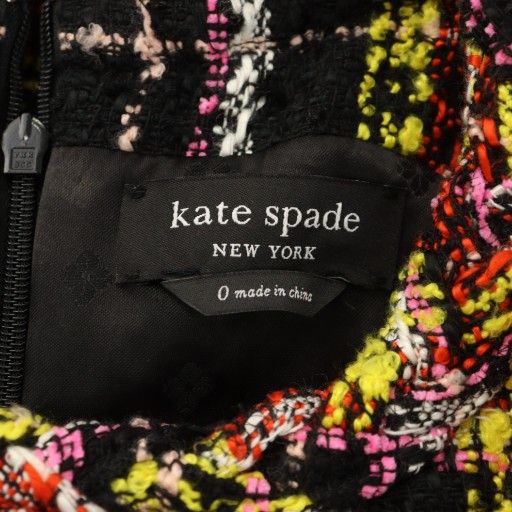 ケイトスペード美品 アートプラッドツイードドレス（サイズ0） ケイトスペード KATE SPADE 近年モデル アート プラッド ツイード
