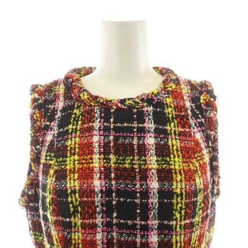 ケイトスペード美品 アートプラッドツイードドレス（サイズ0） ケイトスペード KATE SPADE 近年モデル アート プラッド ツイード