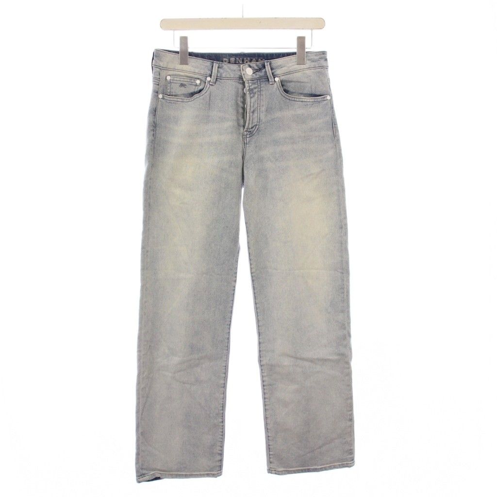デンハム DENHAM BARDOT WIDE デニムパンツ ジーンズ ボタンフライ ストレート ストレッチ 加工 W 27 L 30 水色 ライトブルー BB