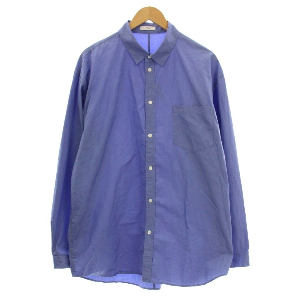 エイトン ATON 24 SS SUVIN BROAD WASHED SHIRT オーバーサイズシャツ 長袖 06 青 ブルー G