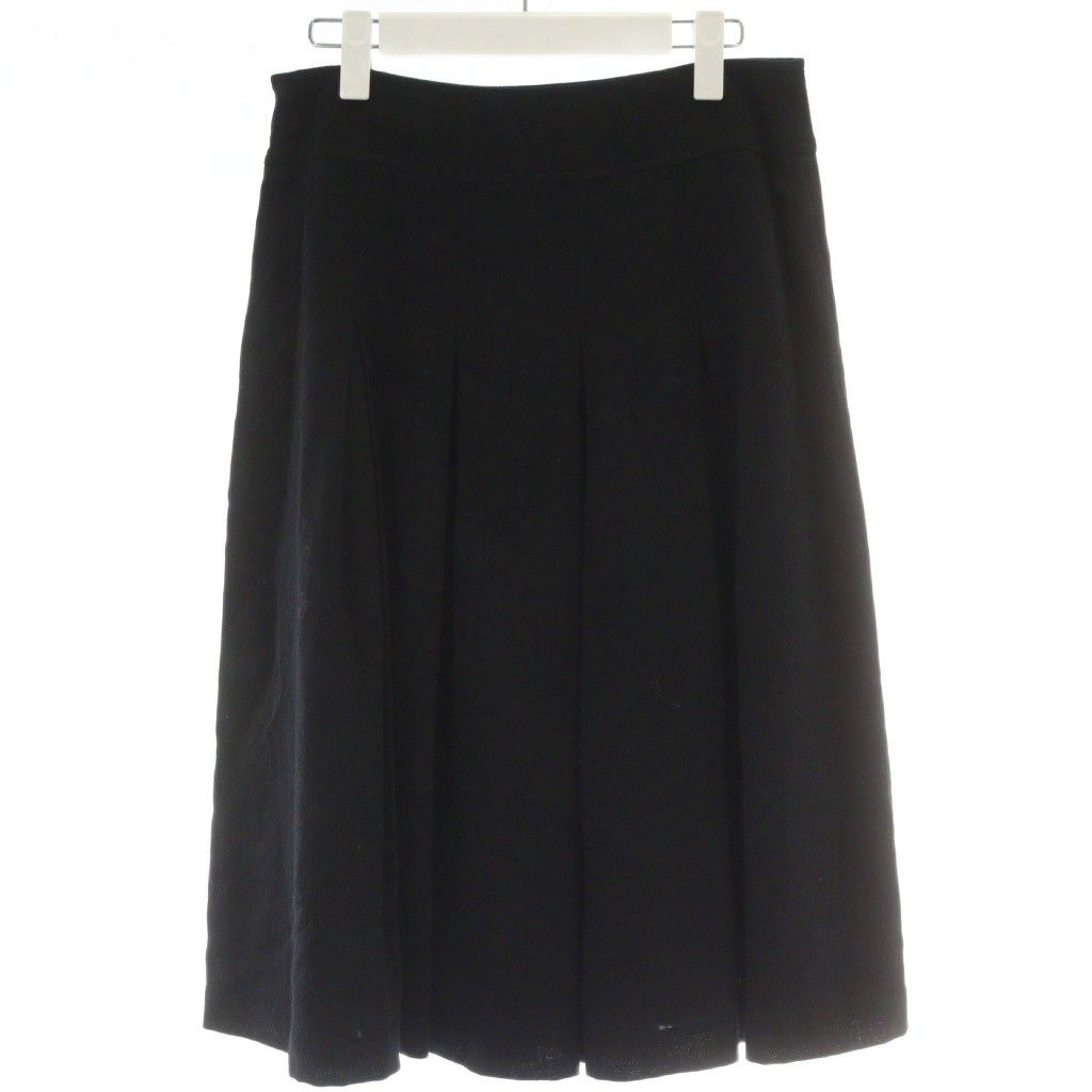 マーガレットハウエル ウール プリーツスカート ひざ丈　サイズI マーガレットハウエル MARGARET HOWELL プリーツスカート ウール 3 黒
