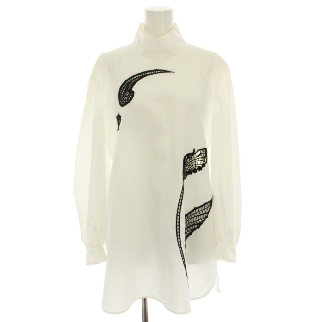 マメクロゴウチ Mame Kurogouchi 24 AW フローラルエンブロイダリーハイネックブラウス Floral Embroidery High Neck Blouse シャツ 長袖 花柄 2 白 ホワイト 黒 ブラック MM FW SH 054 YT